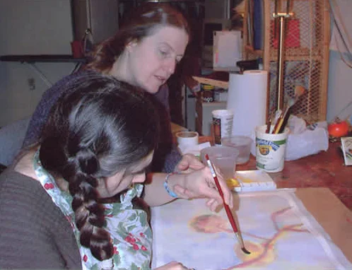 Jessica and Kate working in Jessica’s studio in Brookline, MA.