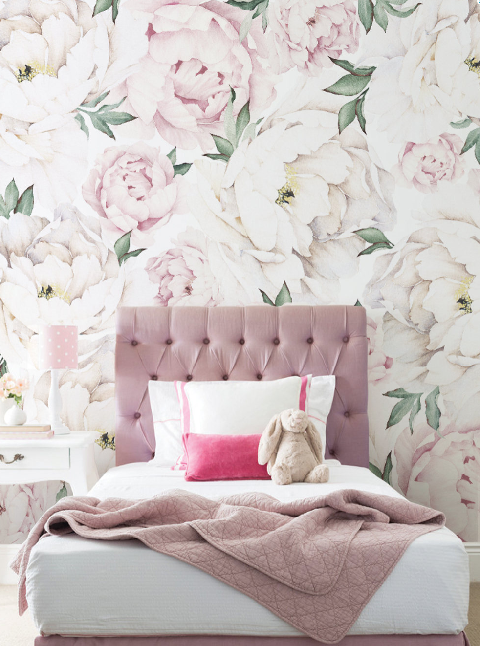 Pink Peony Mural Wallpaper