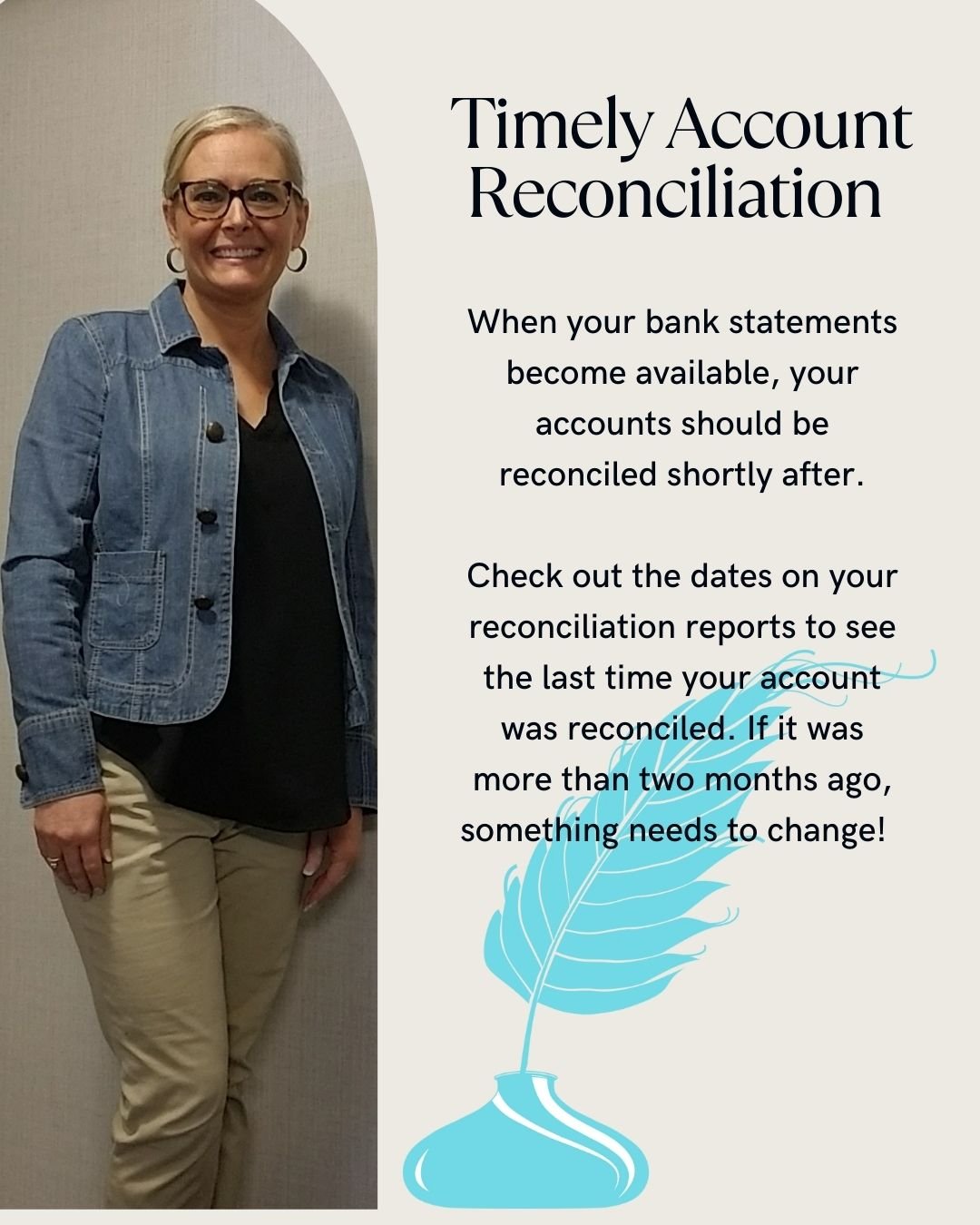 If you were going to give your bookkeeper (or yourself) an A+ on their report card, here's what needs to be done:

✅ Reconciling your accounts in a timely manner.

How can you check on this? 

Run your latest reconciliation reports to see the last da