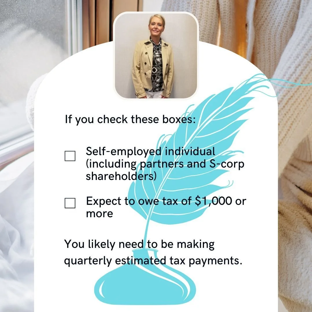 According to the IRS, you should be making estimated tax payments if you check these boxes:

☑️ Self-employed individual (including partners and S-corp shareholders)

☑️ Expect to owe tax of $1,000 or more

However, you don&rsquo;t have to make estim