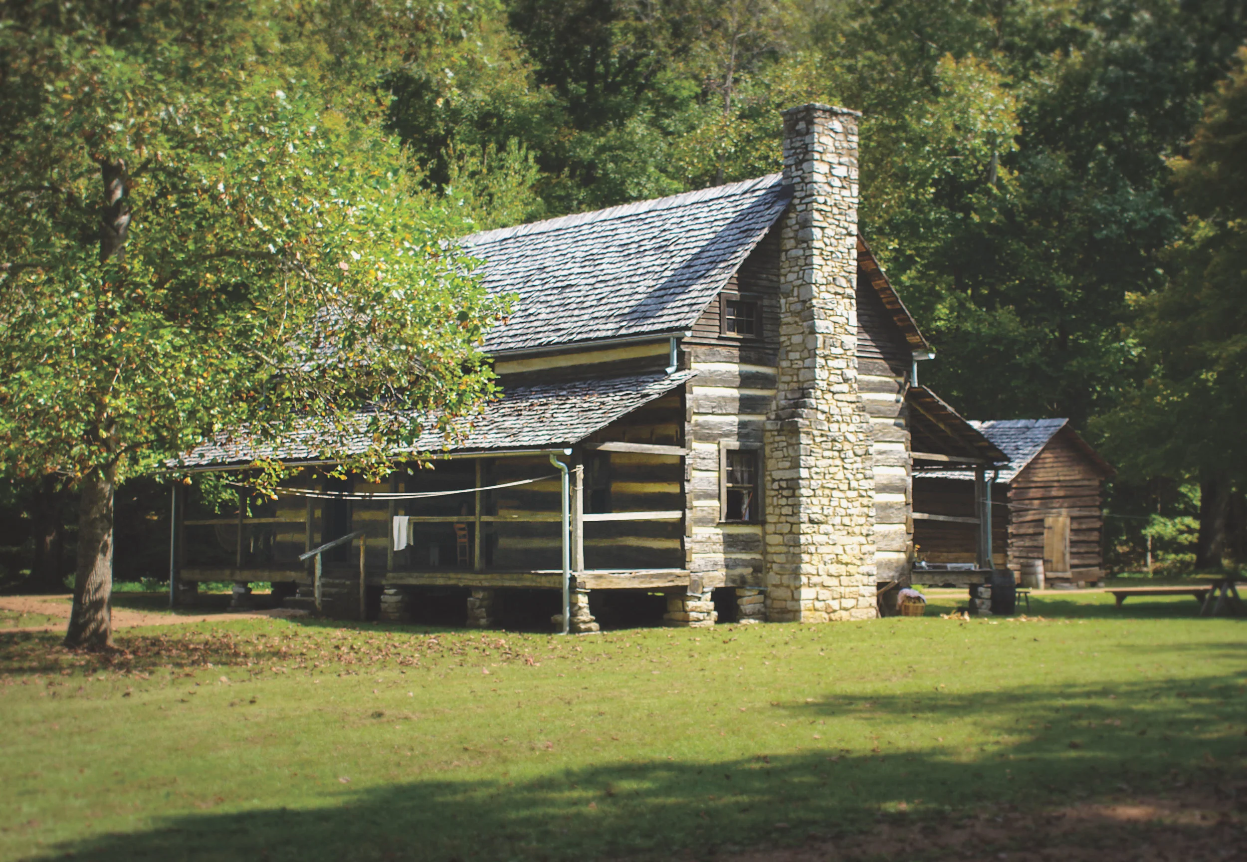 An original 1850's log cabin, now a living history museum and known as The Homeplace.