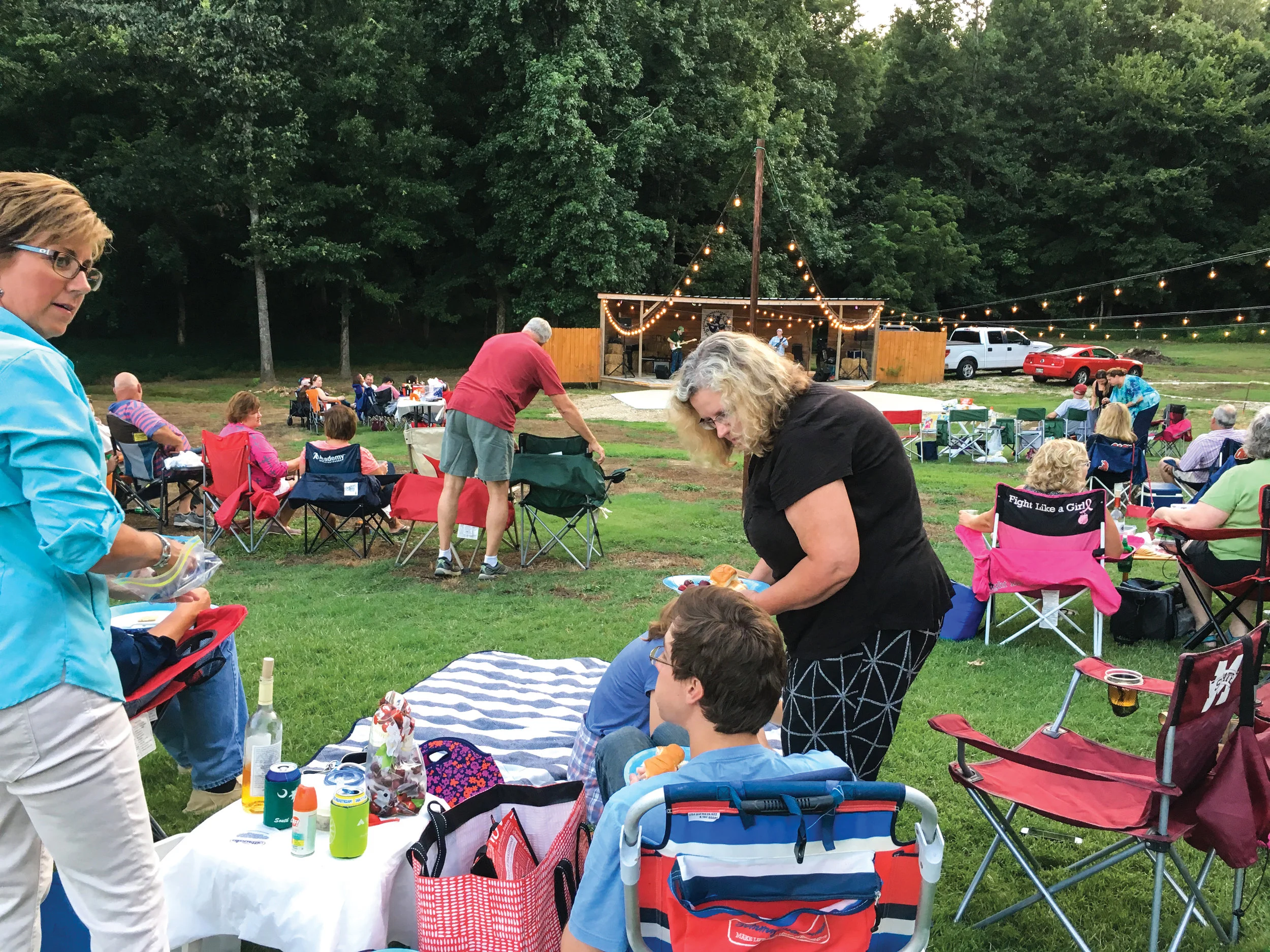 On a typical Friday night, visitors can listen to music while enjoying their wine.