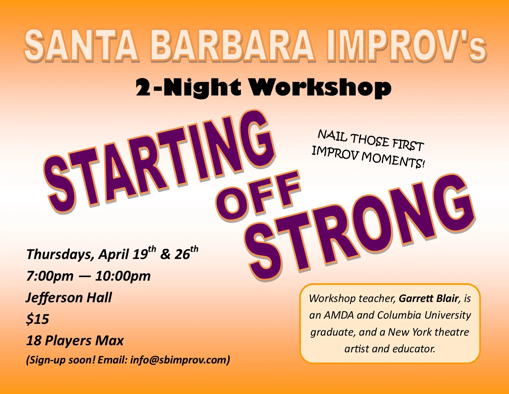 Starting off strong workshop
