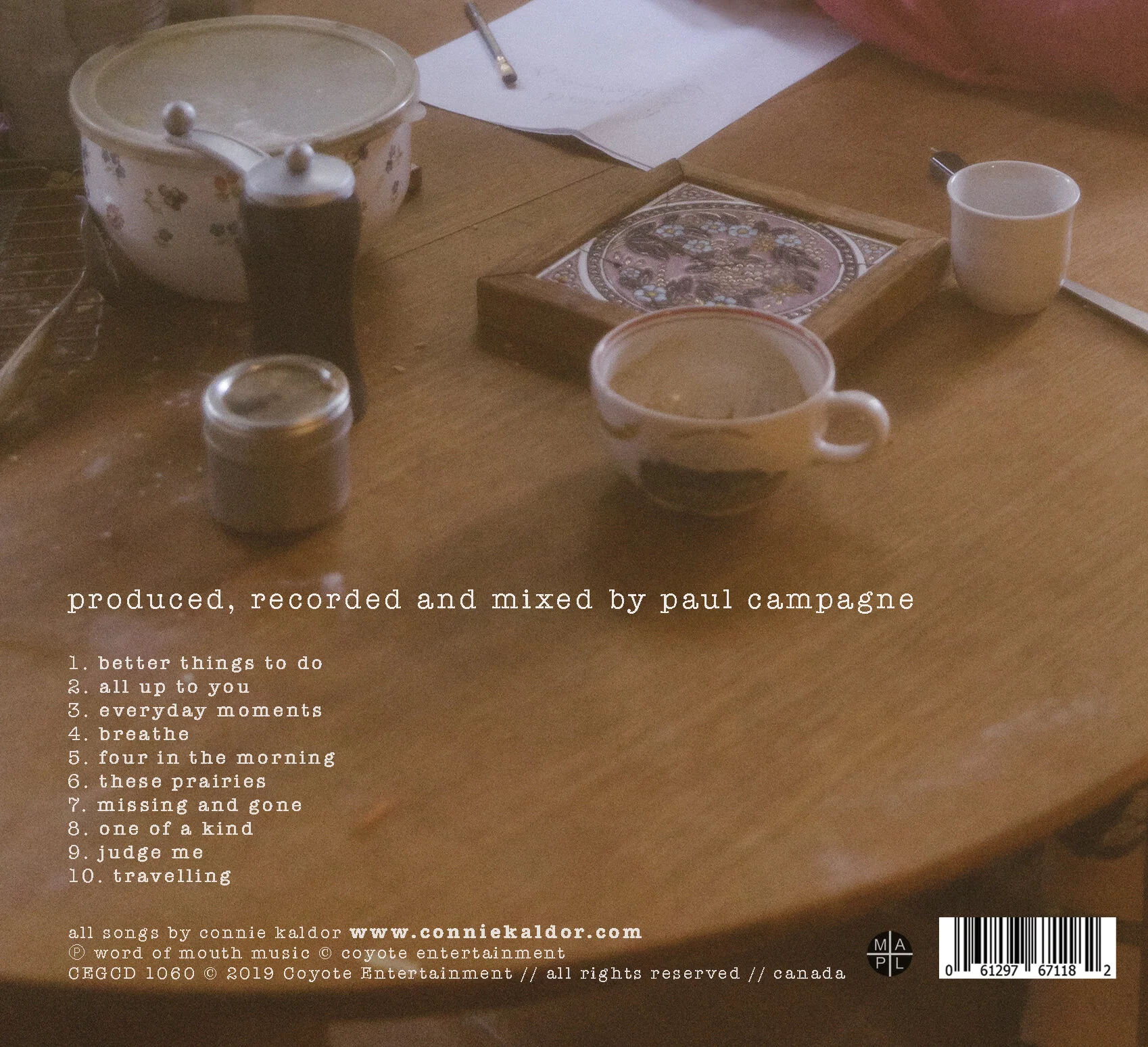 The back cover of the latest recording