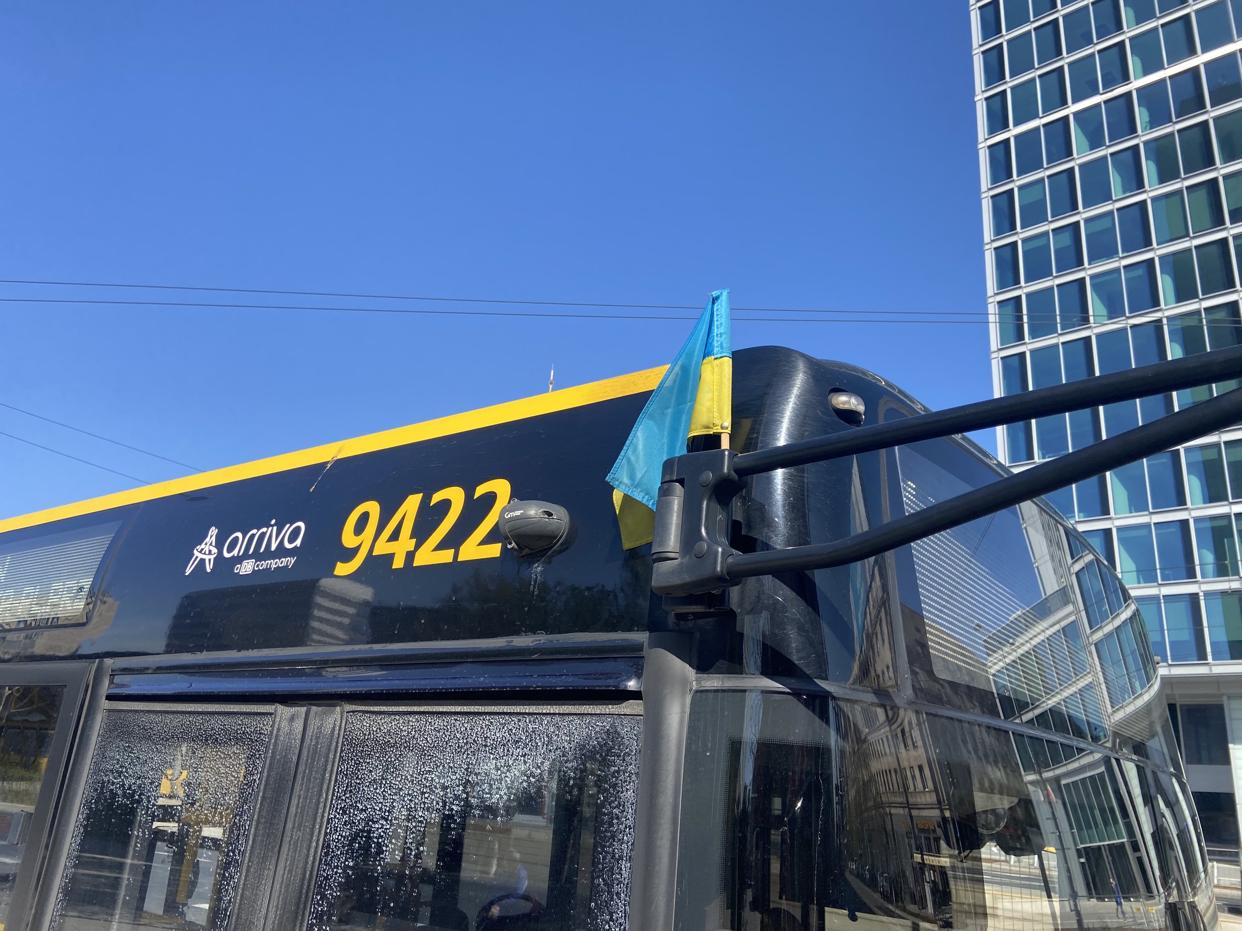 Poland shows support to Ukraine by flying their flag on all the buses