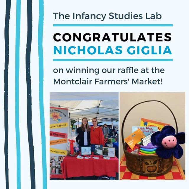 We had great weather this past Saturday at the Montclair Farmers' Market! The bubble machine was a hit, and we got a handful of new people interested in the exciting neuroscience research done at the Baby Lab. 
P.S. Congrats to Nicholas Giglia on win