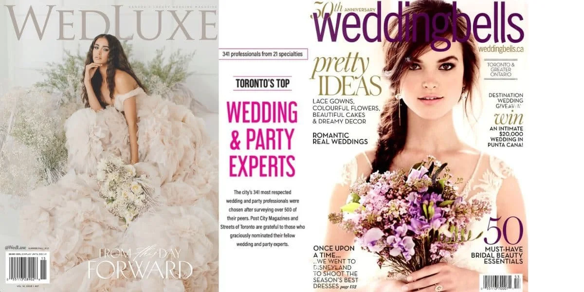 Features in WedLuxe and Weddingbells magazines showcasing DJ Rich Sweet as one of Toronto's top wedding and party experts.