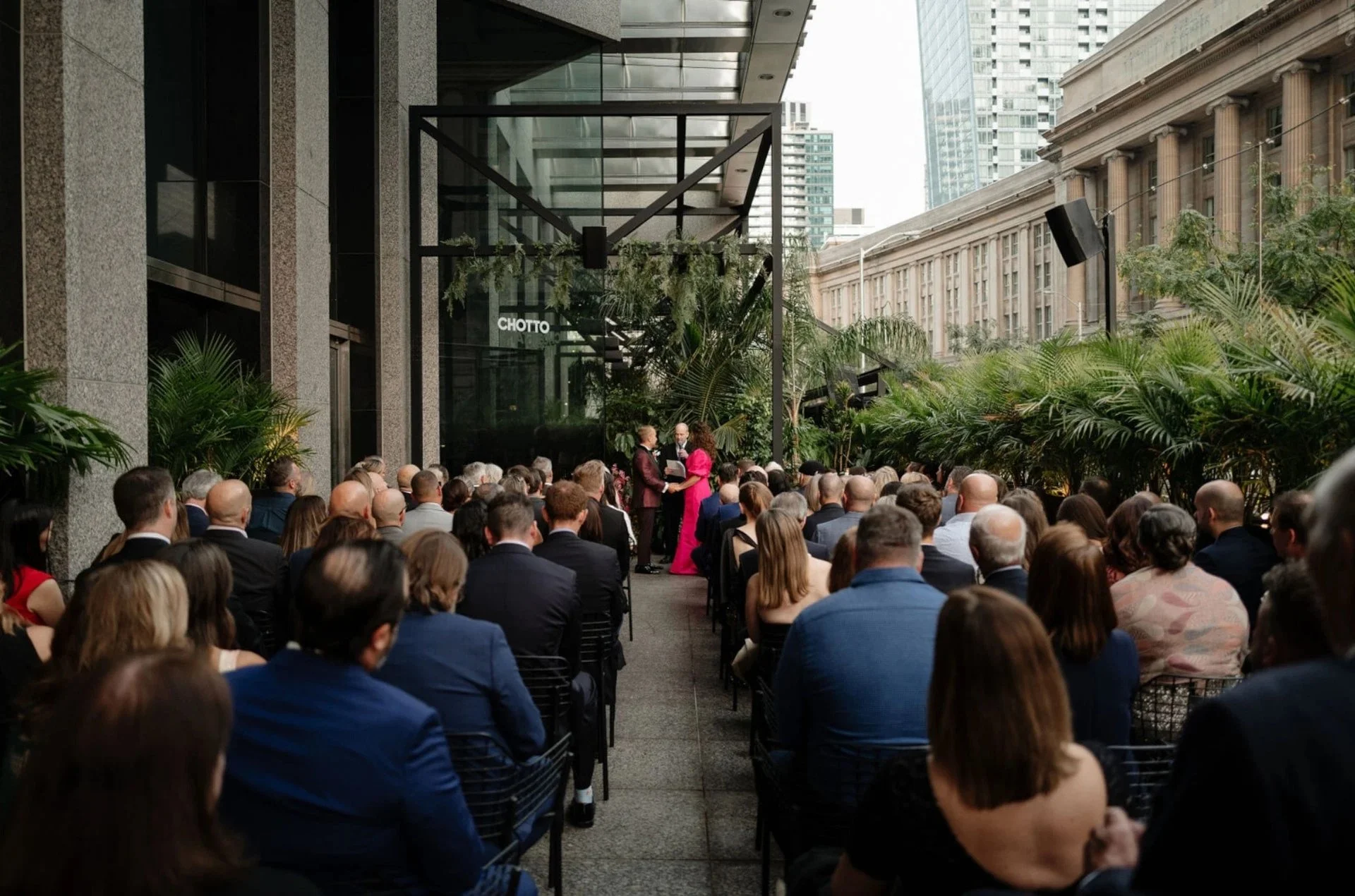 Chotto Matte Toronto wedding reception — vibrant neon-lit restaurant wedding venue on Bay Street