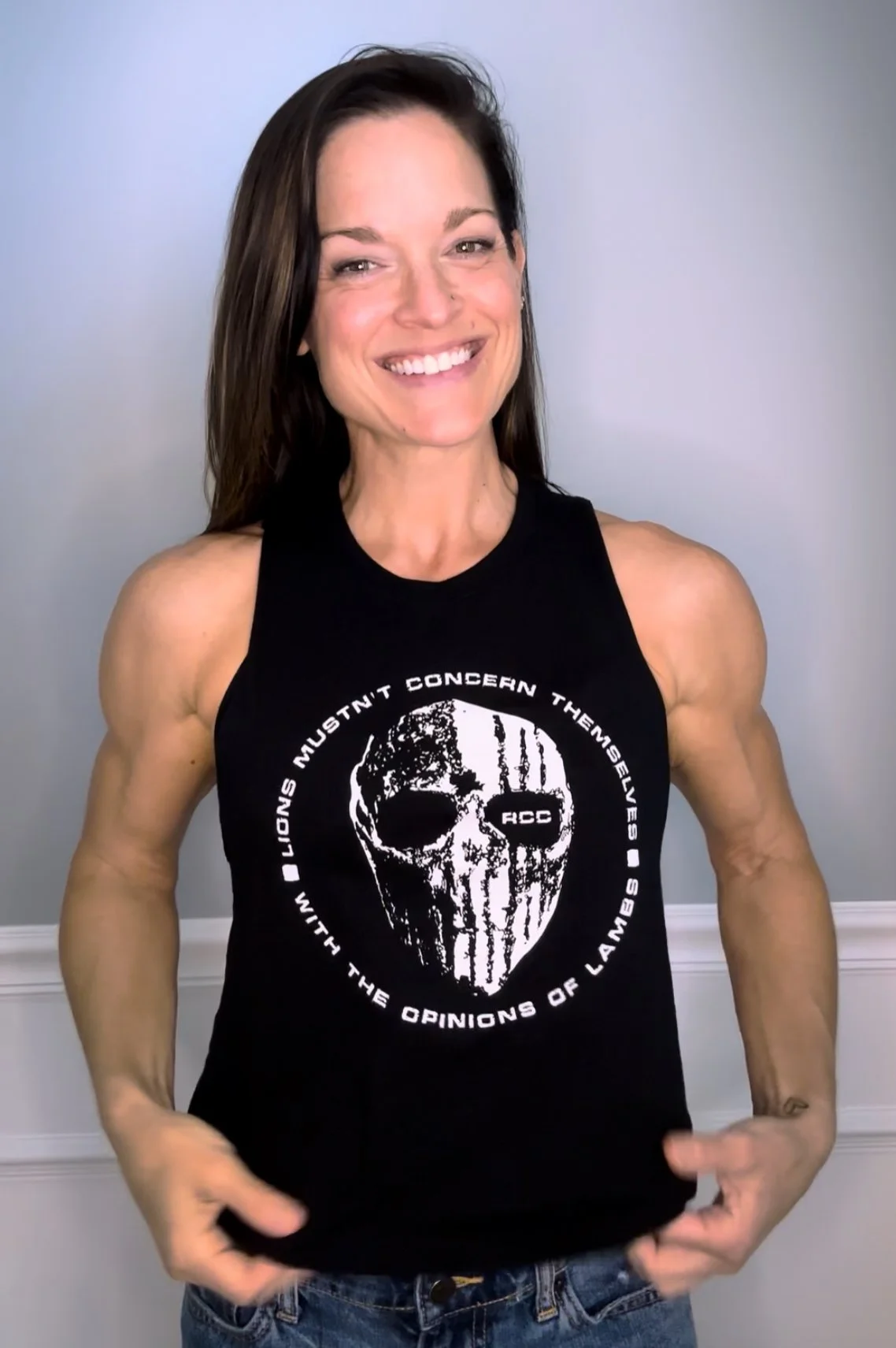 Mask Lions & Lambs Racer Back Tank - Black