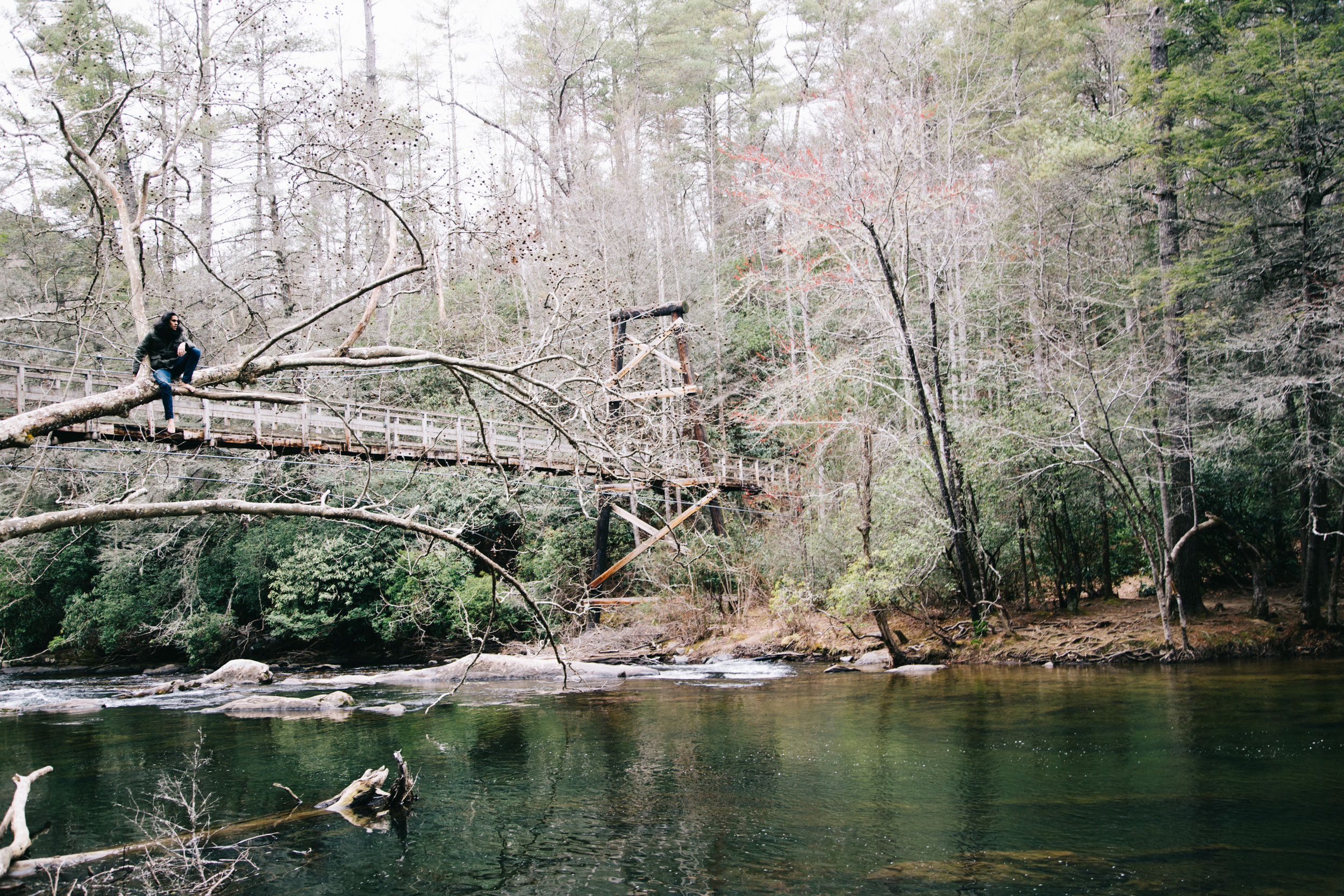 The Swinging Bridge Over The Toccoa River in Blue Ridge, GA