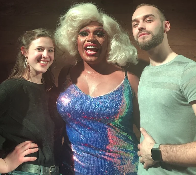 From left to right: Producer Mariel Cariker, Brita Filter, and host Joshua Croke at Brita’s show in Boxer’s Washington Heights as heard in the episode