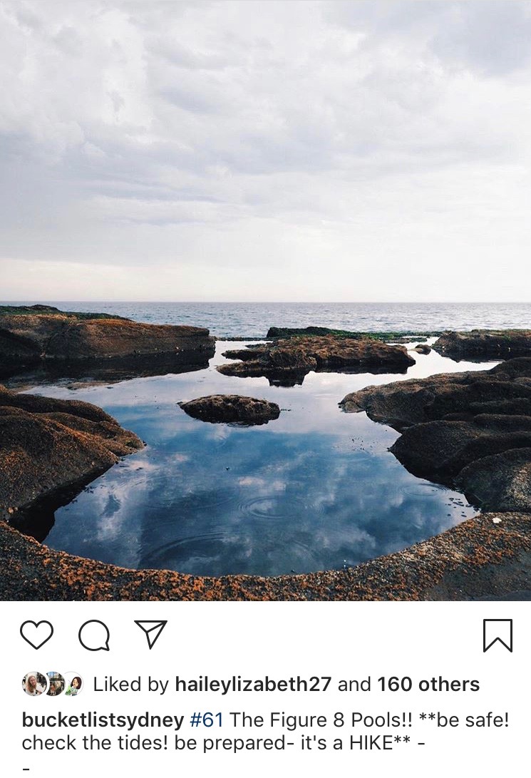 Kate’s post of the Figure 8 Pools on Bucket List Sydney