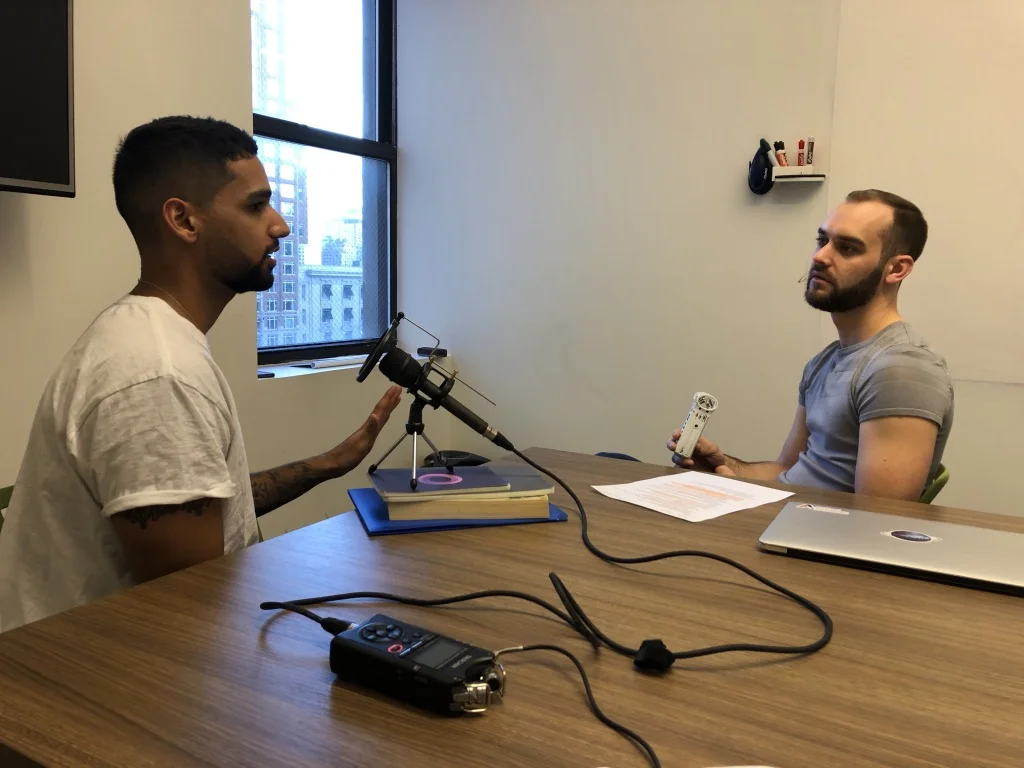 Aman Kanwar speaking with Joshua Croke