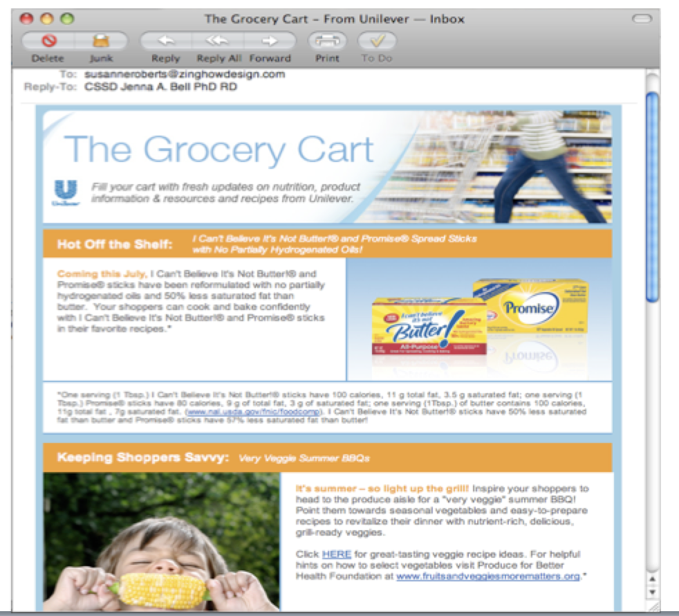 E-Newsletter for Unilever Foods