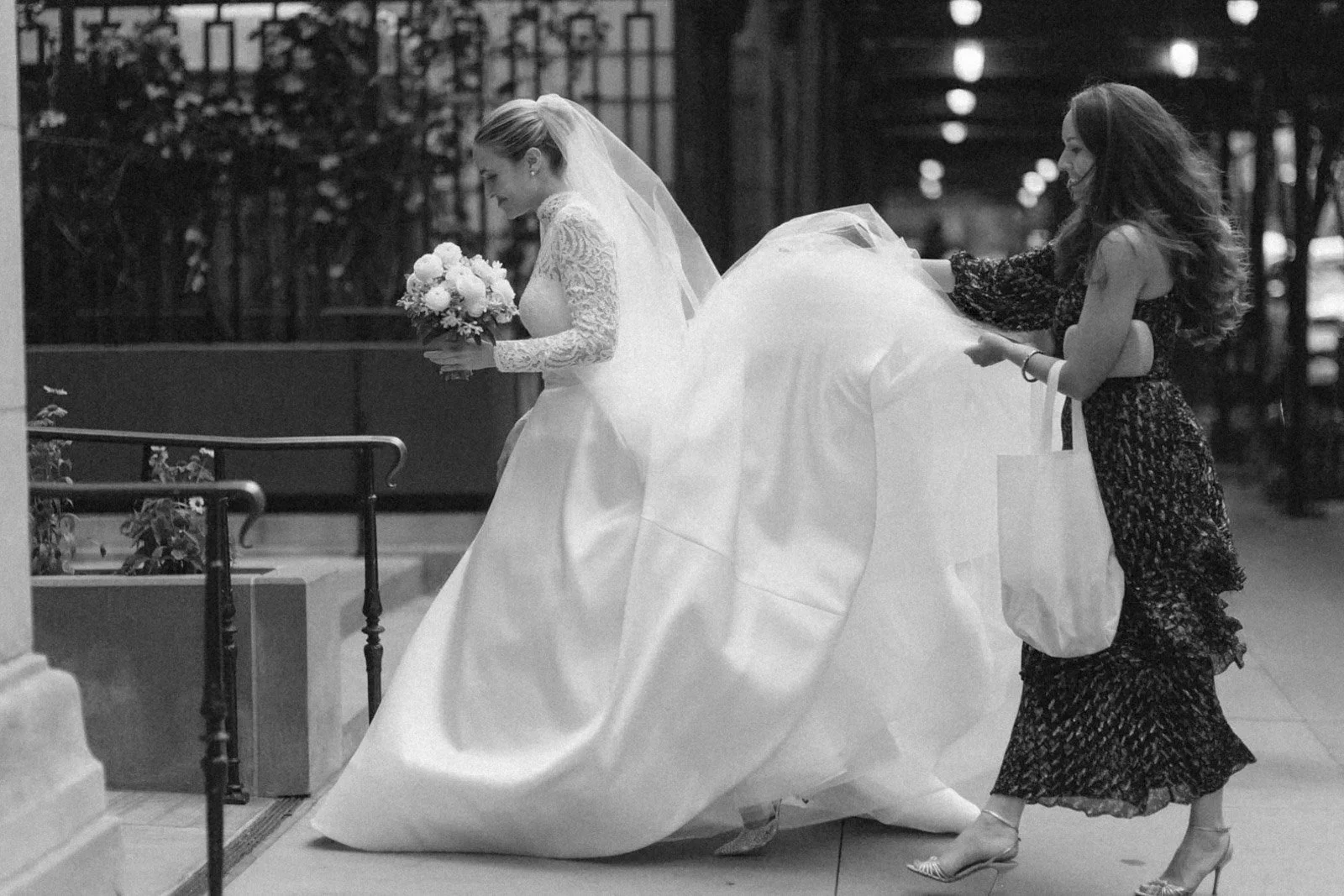 Bride entering Christ Church on Park Ave in Manhattan