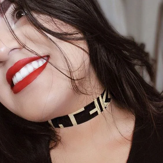 Instagram star, Alba Mondragon , shines in our Nkiruka choker. We love how she matched her choker with red lipstick. She is sooooooo pretty!