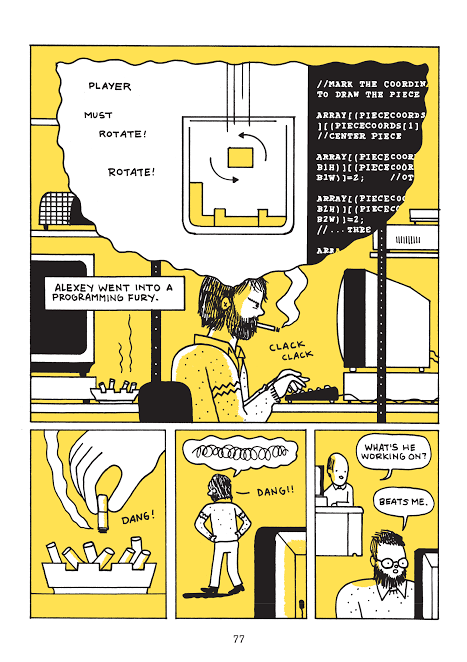 A page from Tetris : The Games People Play details Alexey Pajitnov programming the game.
