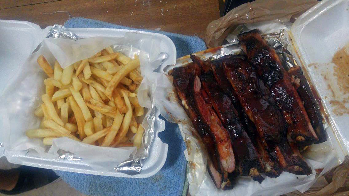 Fries and ribs from Papa's BBQ . Photo by Michael Penn II.