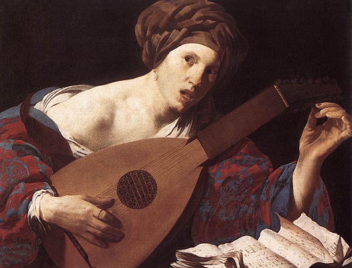 "Woman Playing The Lute" by Hendrick ter Brugghen. Image via Wikimedia Commons.