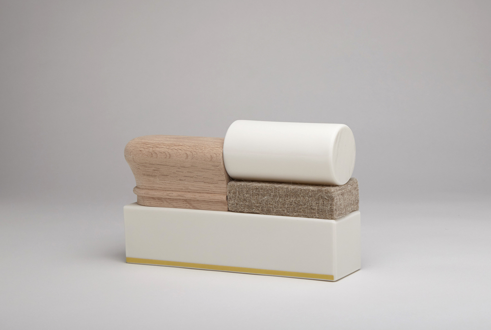 Mie Kongo 's work draws ideas from games, toys, and structural models . Photo by Don Yoshida .
