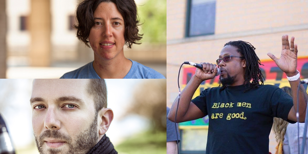 Clockwise from top left: Karma Chávez, Laduma Nguyuza, and Tony Barba.