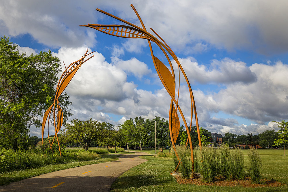 "Updraft" by Mike Burns, in Brittingham Park. Photo via mbmetalworks.com .