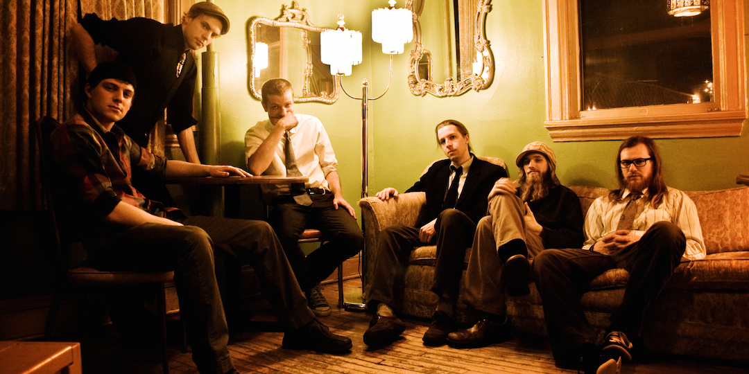 Lovely Socialite is, from left to right: Mike Koszewski, Ben Willis, Corey Murphy, Abe Sorber, Brian Grimm, and Pat Reinholz.