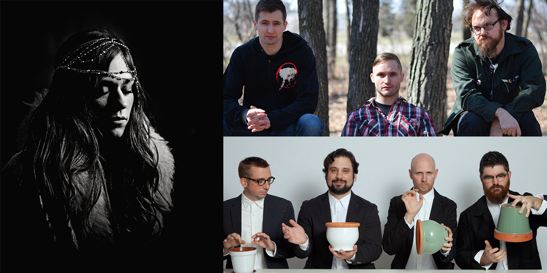 Clockwise from left: Jex Thoth plays the High Noon Saloon on October 28, KEN mode plays the Dragonfly on November 4, and So Percussion plays the Union Theater on November 7.