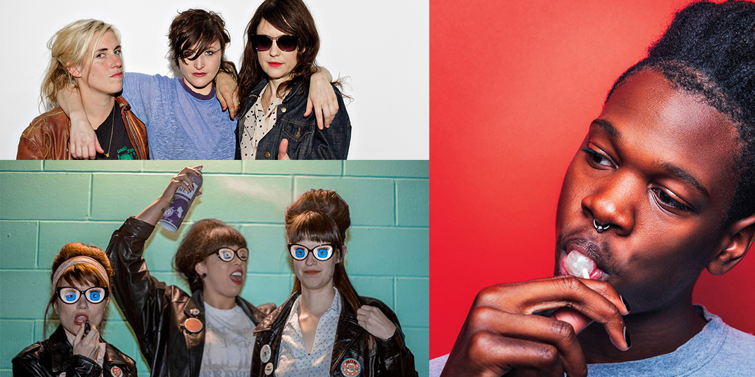 Clockwise from top left: Ex Hex play the High Noon Saloon on July 21; Shamir plays the Terrace on July 19; and Thee Tsunamis play the Crystal Corner Bar on July 17.