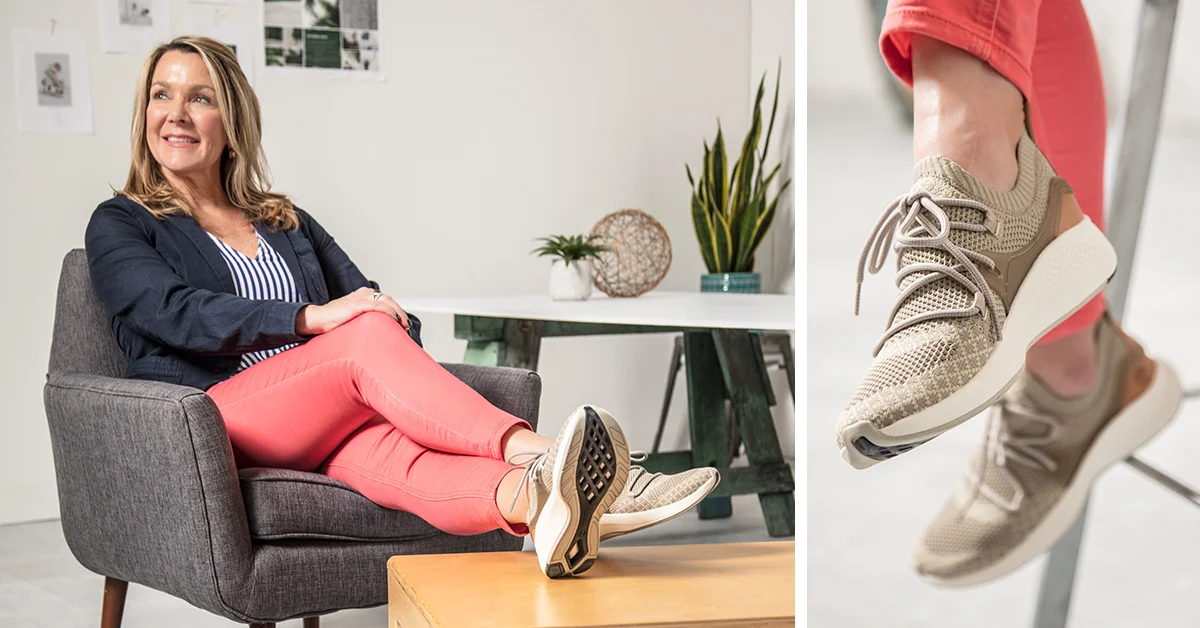  The second look featured bright pants with a navy striped top and navy blazer. Perfect for Fridays in the executive offices. 