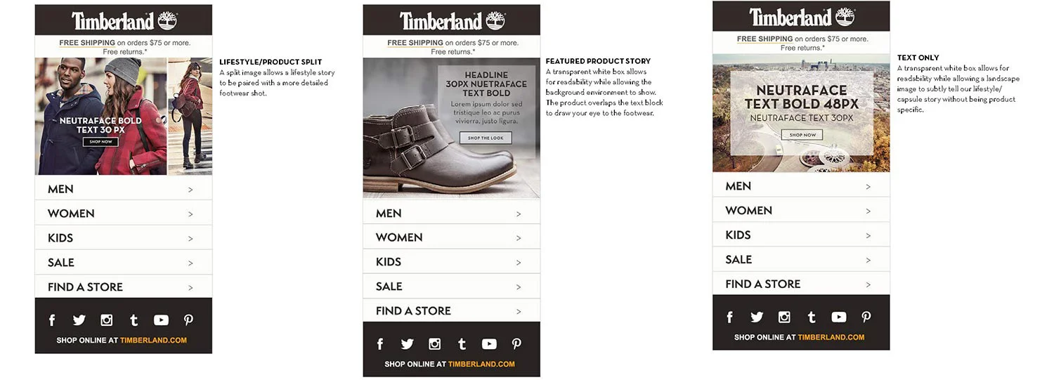  Retail, affiliate and re-targeting banners are designed to meet the diverse retail needs, tying seasonal collection stories to storefront or online promotions. Single or multiple images can be used to highlight key seasonal stories and promotions. L