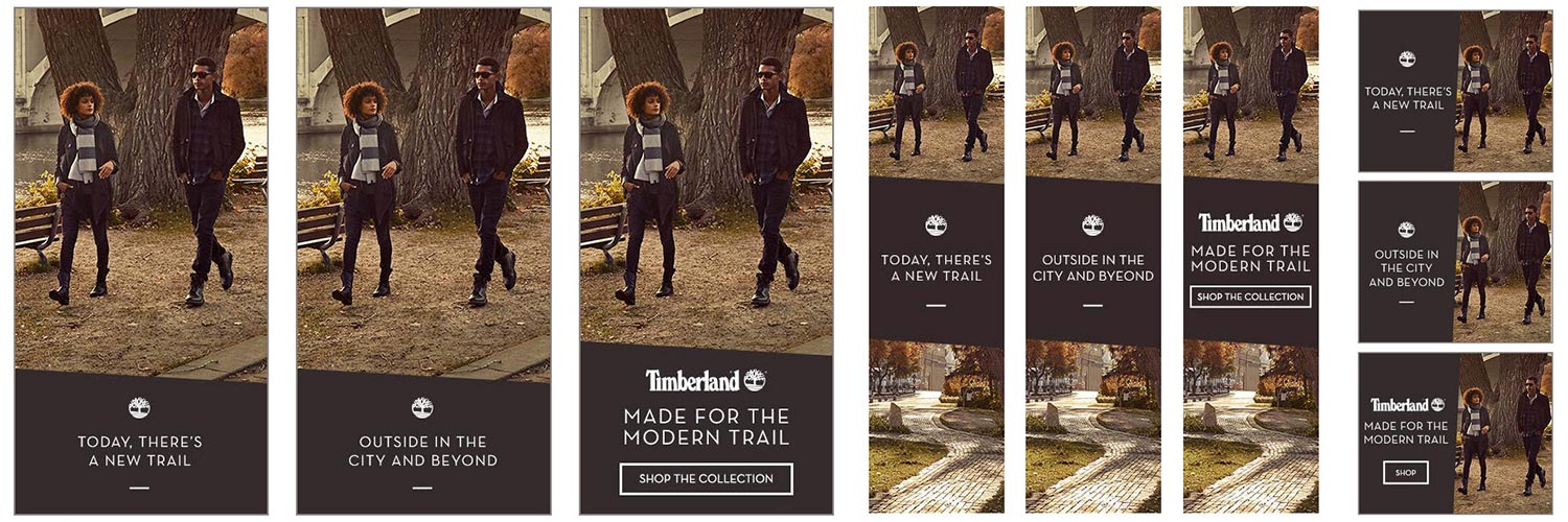  Standard and static banners as well as page skins supported the concept of the Modern Trail with a variety of modern trail and lifestyle images paired throughout the season. We tested a variety of ctas and consumer journeys, adjusting the weighting 