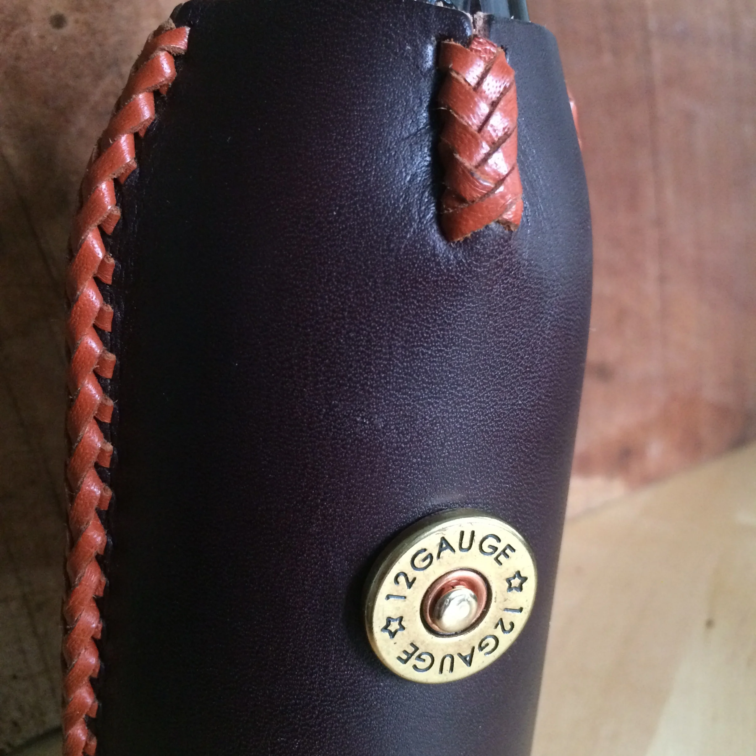 12 Gauge Bottle Coozie - Brown Latigo