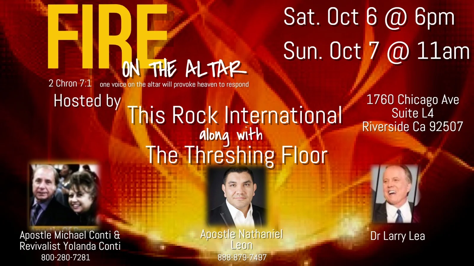 FIRE ON THE ALTAR: Threshing Floor, Dr. Larry Lea, Apostle Leon This Rock International Ministries