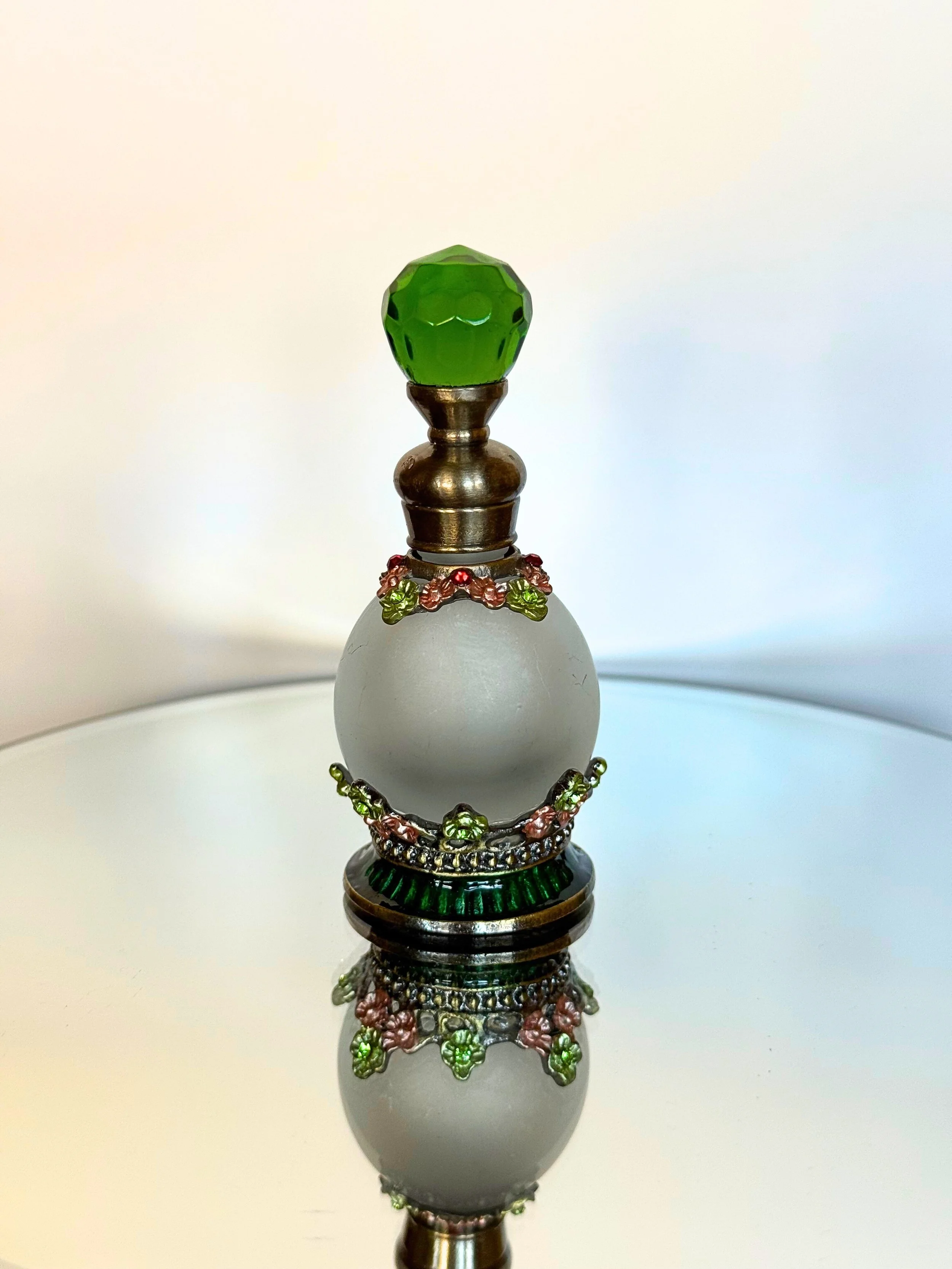 Small Crowned Round Vintage Bottle - green.jpeg