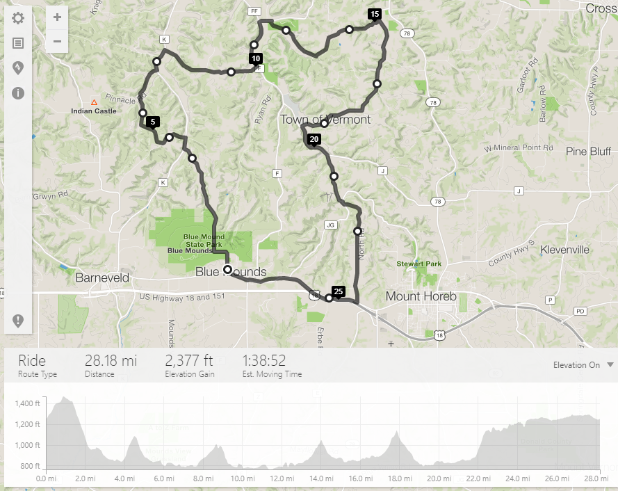 June 2nd Hill Ride (Blue Mounds 8am)