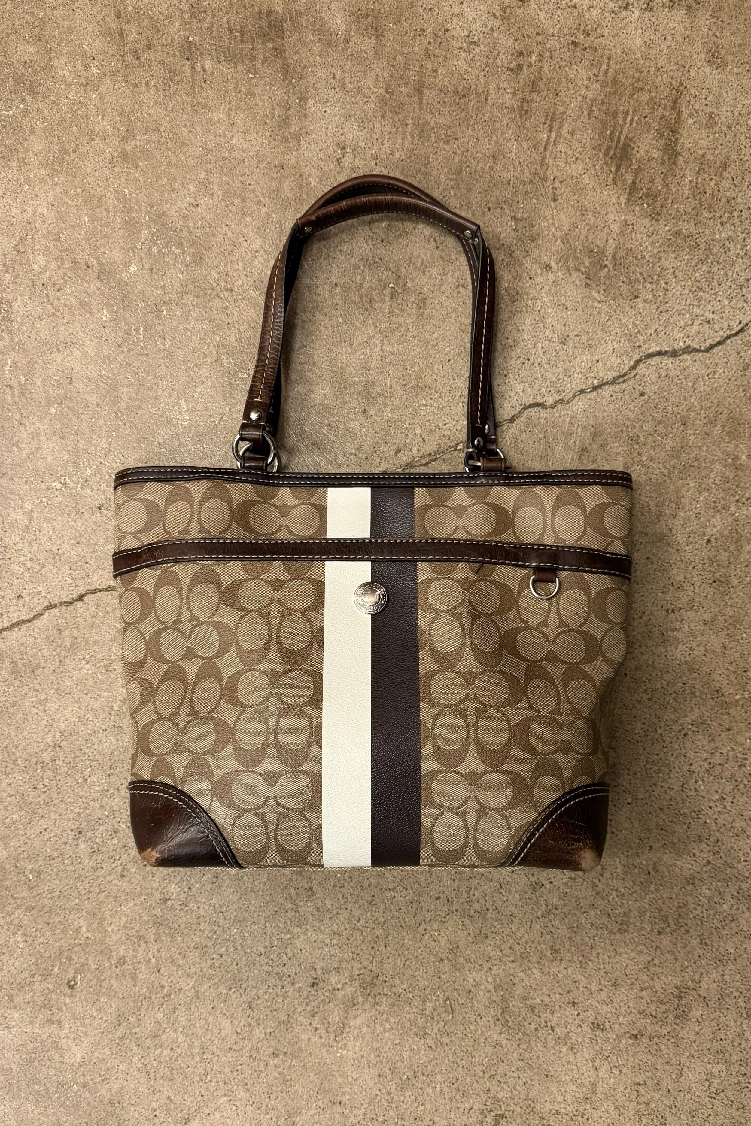 Coach Signature Heritage Stripe Chelsea Tote