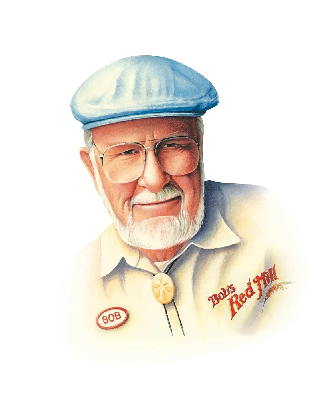 Portrait of Bob Moore, Bob's Red Mill logo