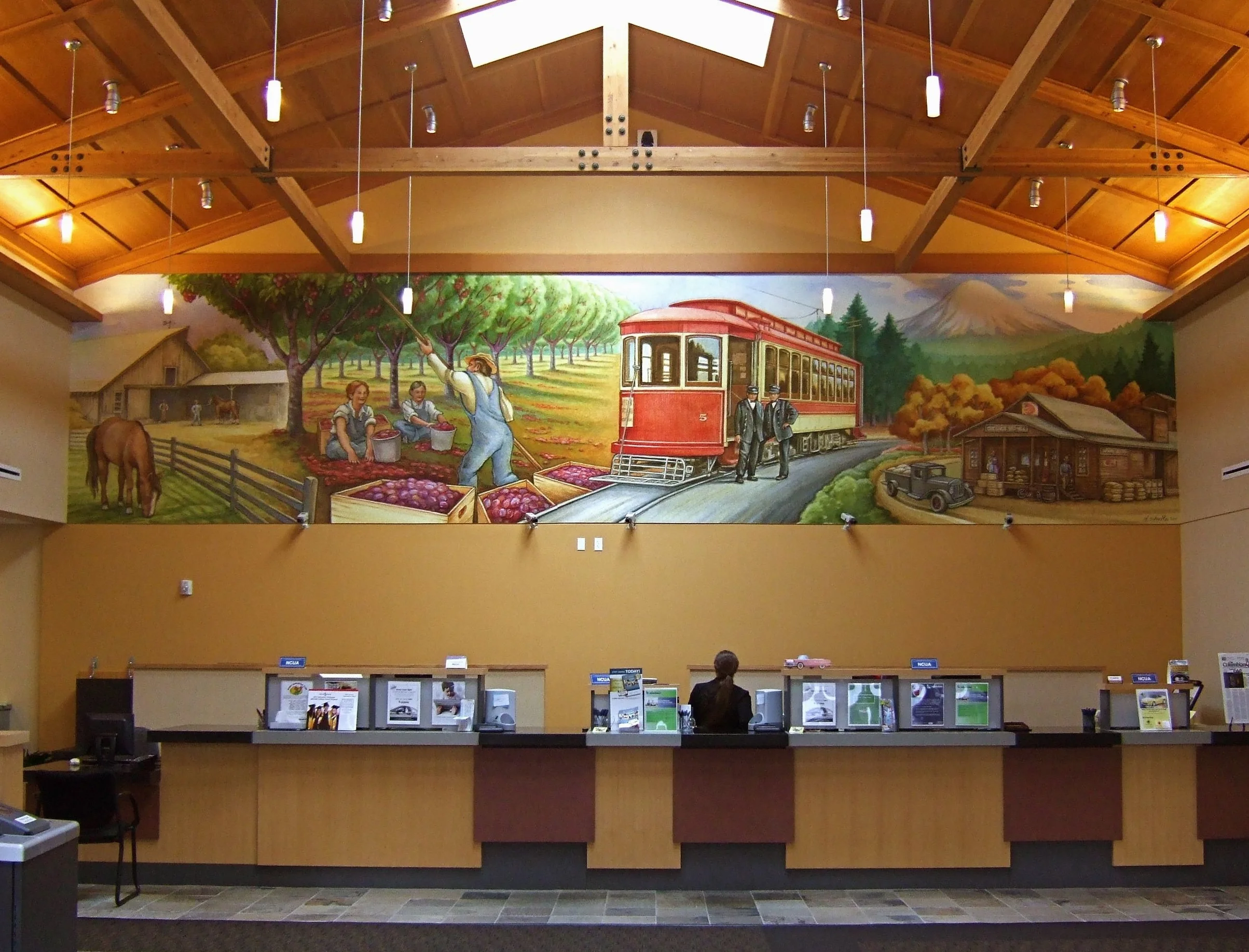 Illustration reproduced as a mural, Lacamas Community C.U.