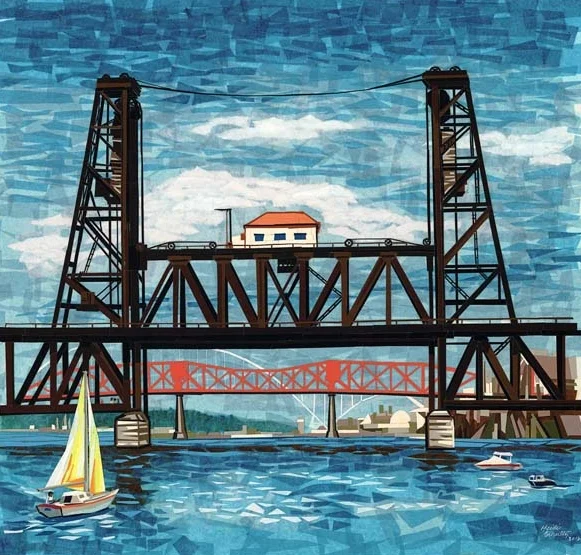 The Steel Bridge - paper collage