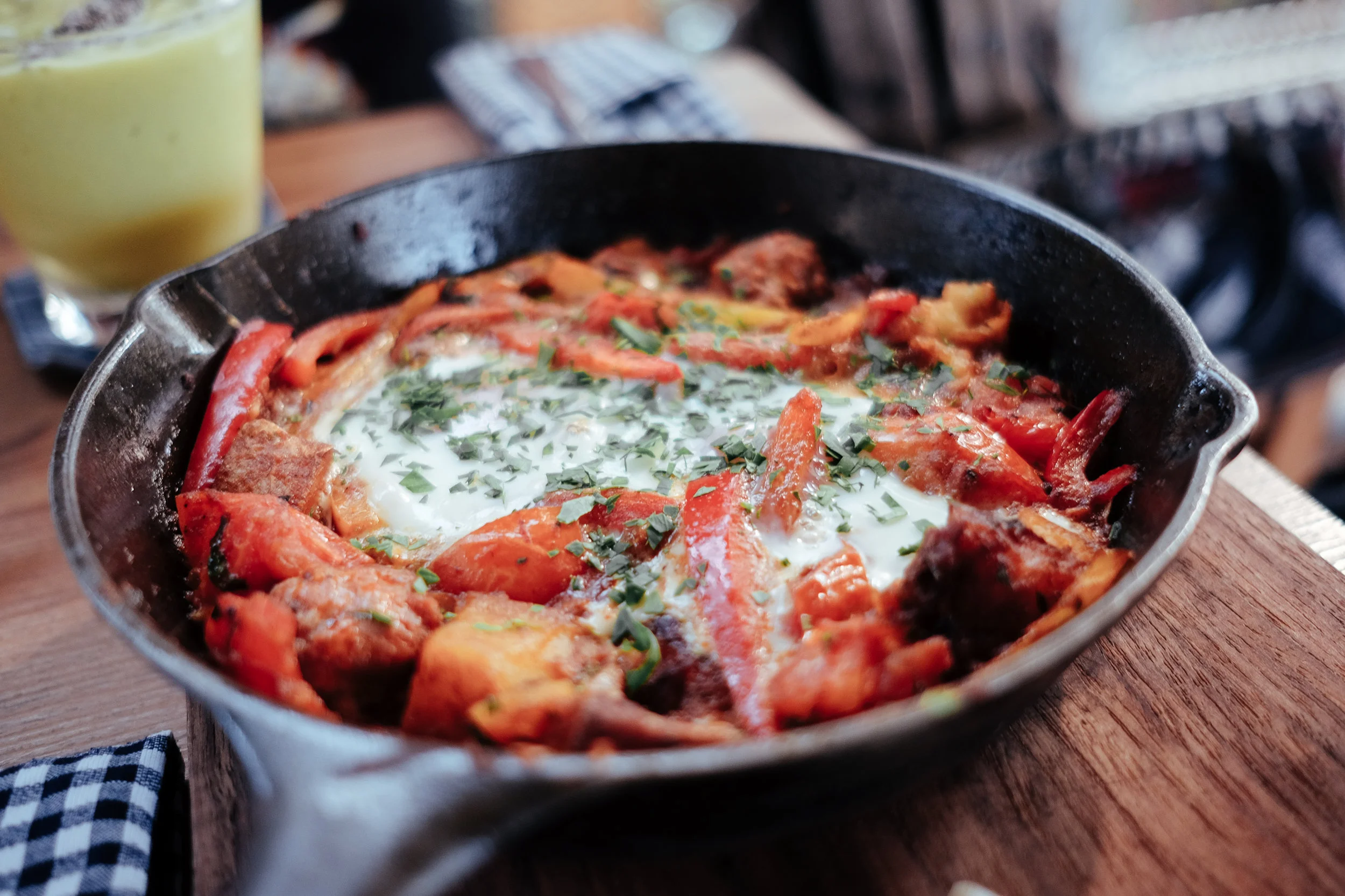 Huevos Rancheros (Baked Eggs, Tomato, Chorizo, Tortilla)