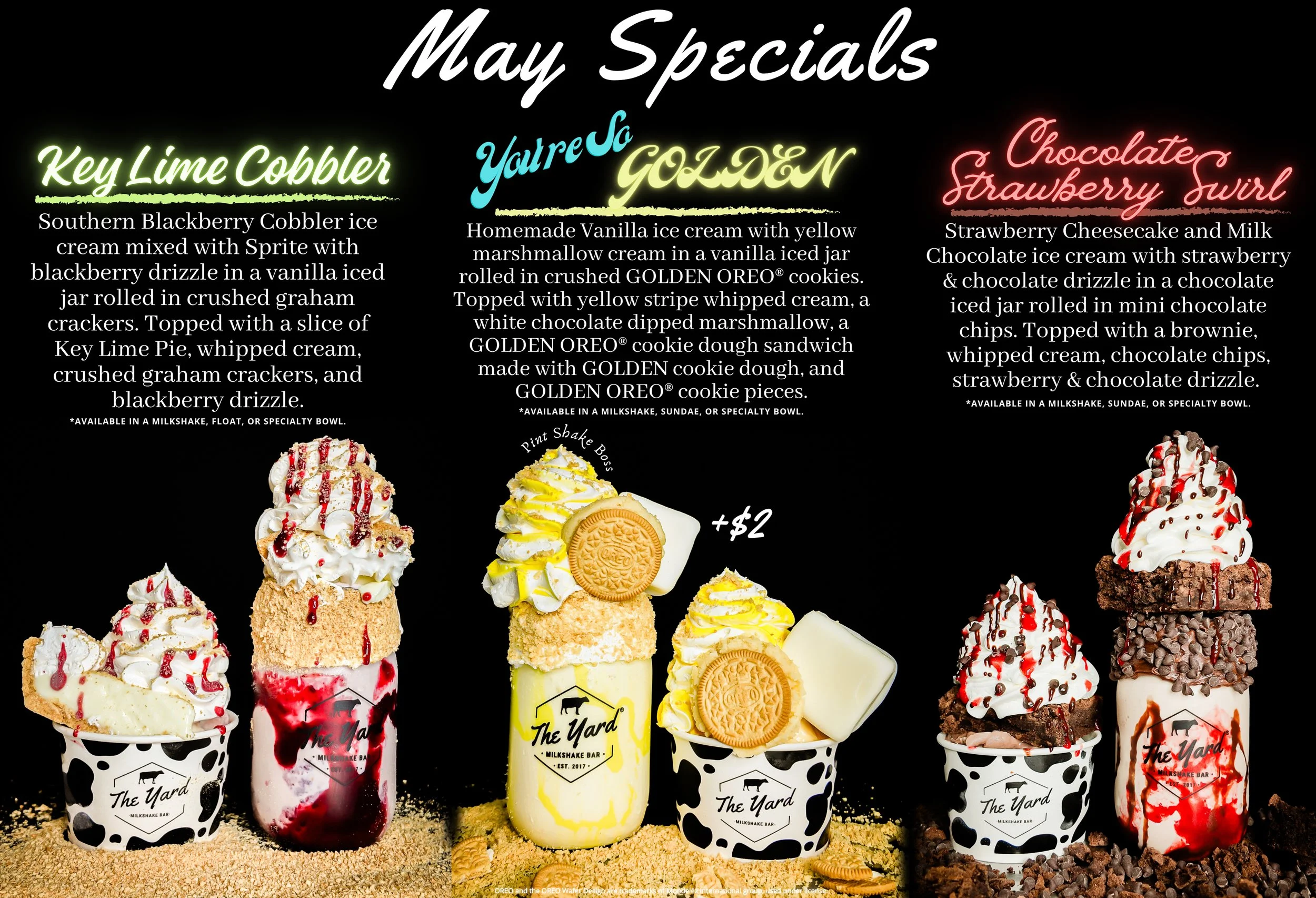 May Specials 2026 at The Yard Milkshake Bar