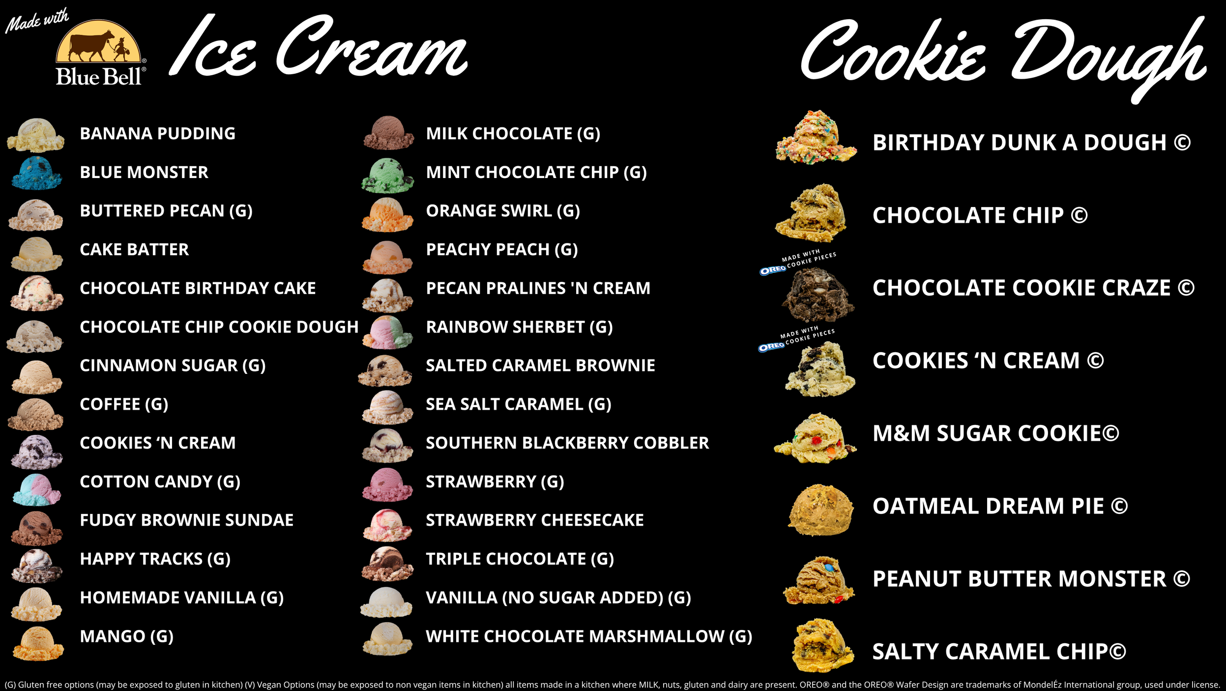 Ice Cream and Cookie Dough Flavors