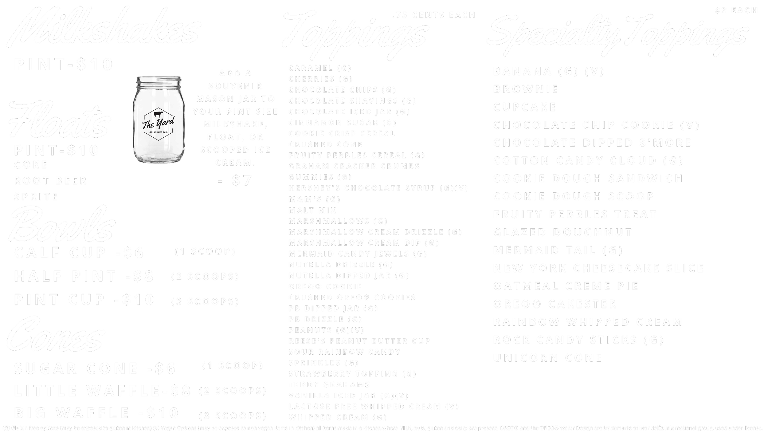 Phoenix, AZ Menu — The Yard Milkshake Bar - As seen on Shark Tank