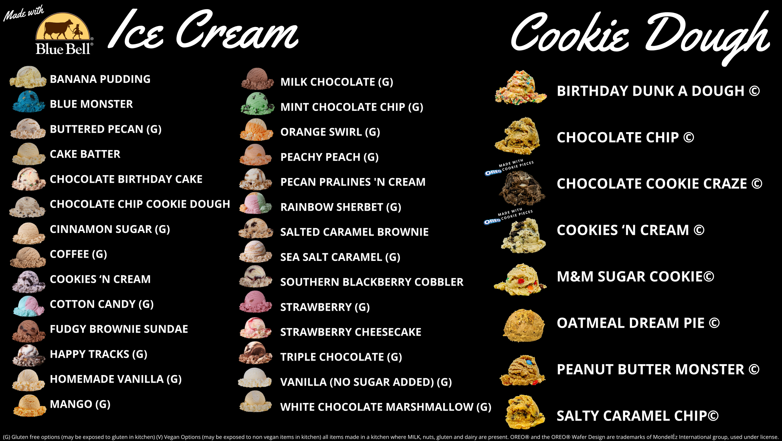 Ice Cream and Cookie Dough Flavors