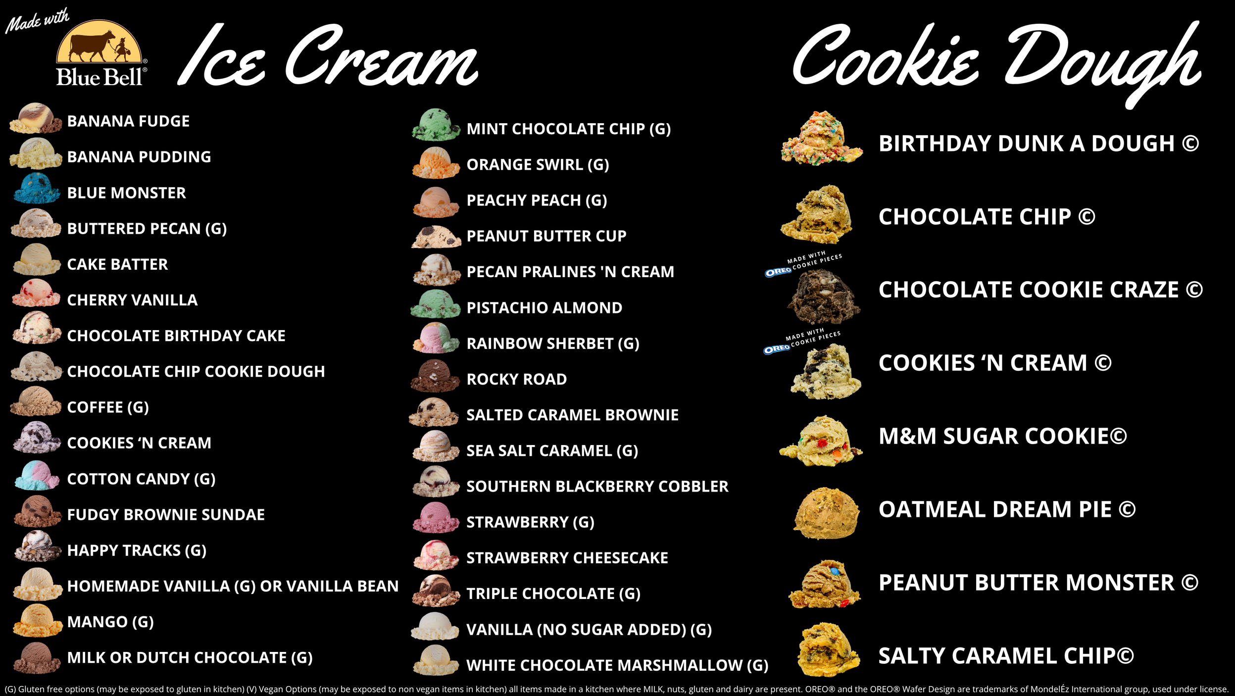 The Yard Milkshake Bar Ice Cream & Cookie Dough Menu.
