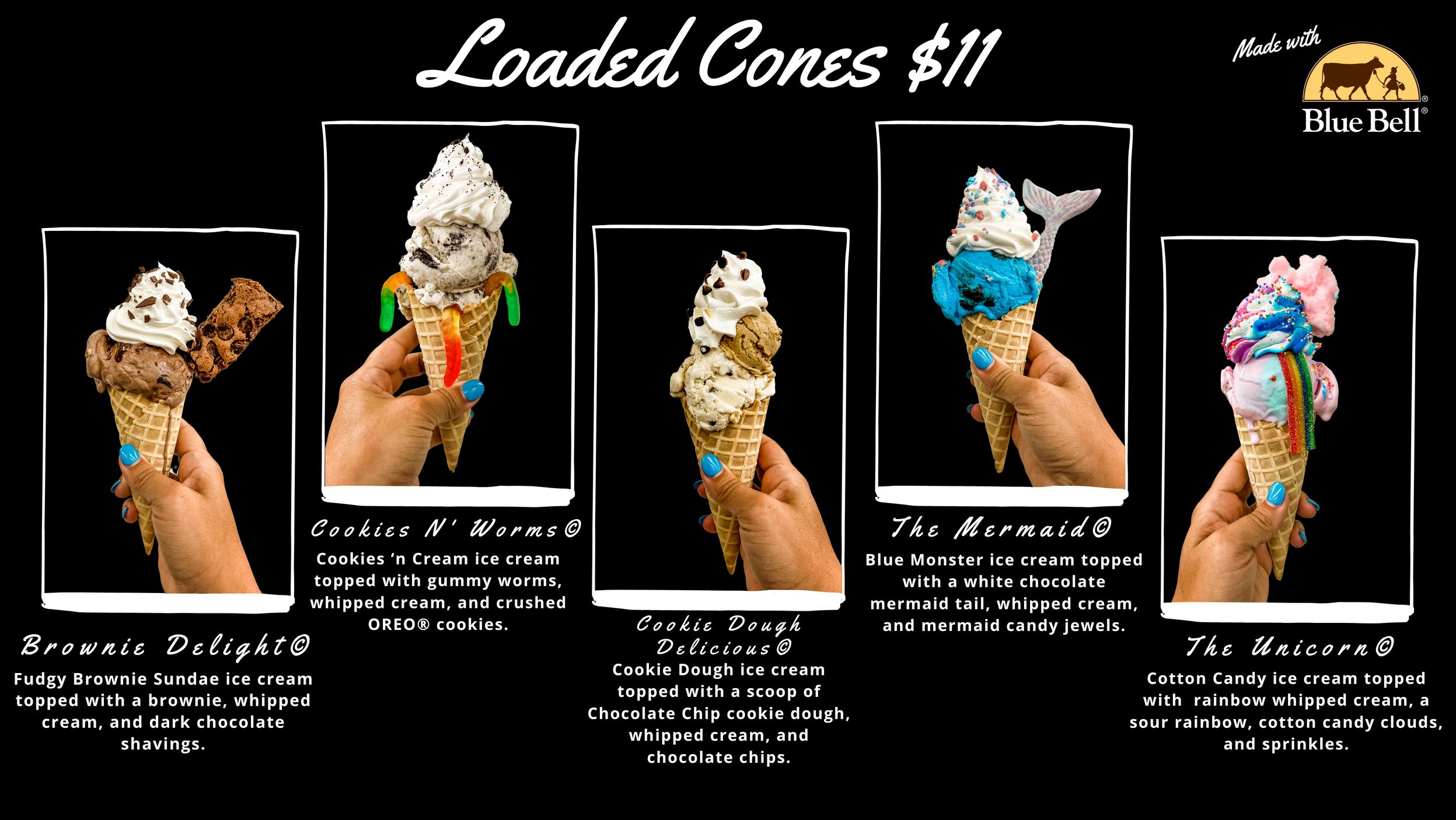 Ice cream cones the yard milkshake bar over the top