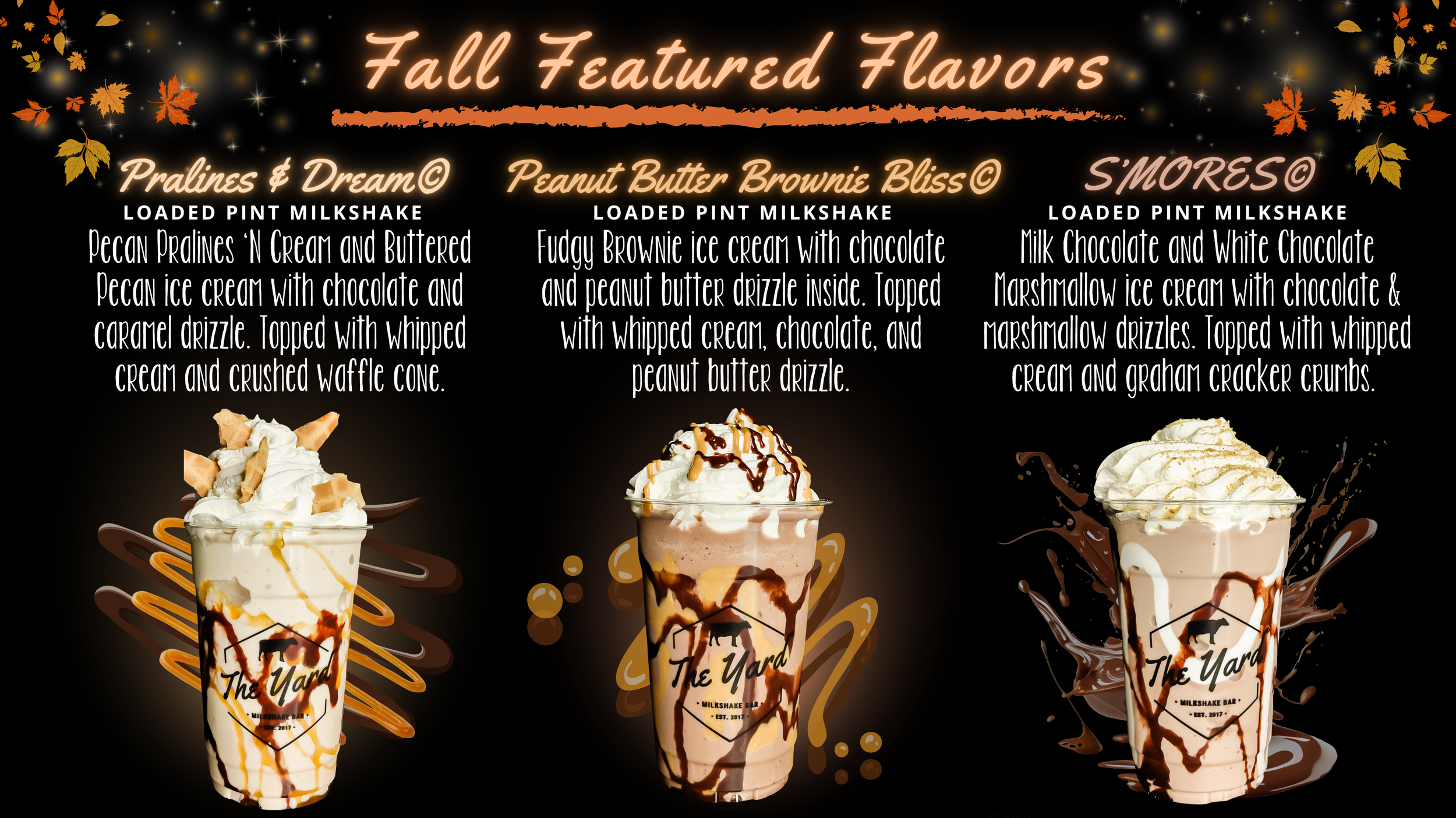 Fall Featured Loaded Pint Milkshakes at The Yard Milkshake Bar