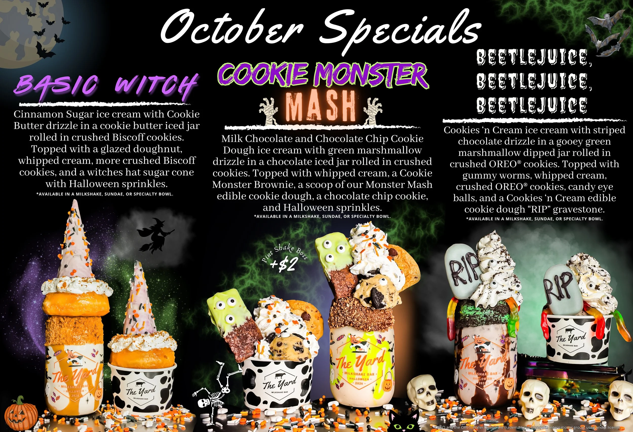 October Specials 2026 at The Yard Milkshake Bar