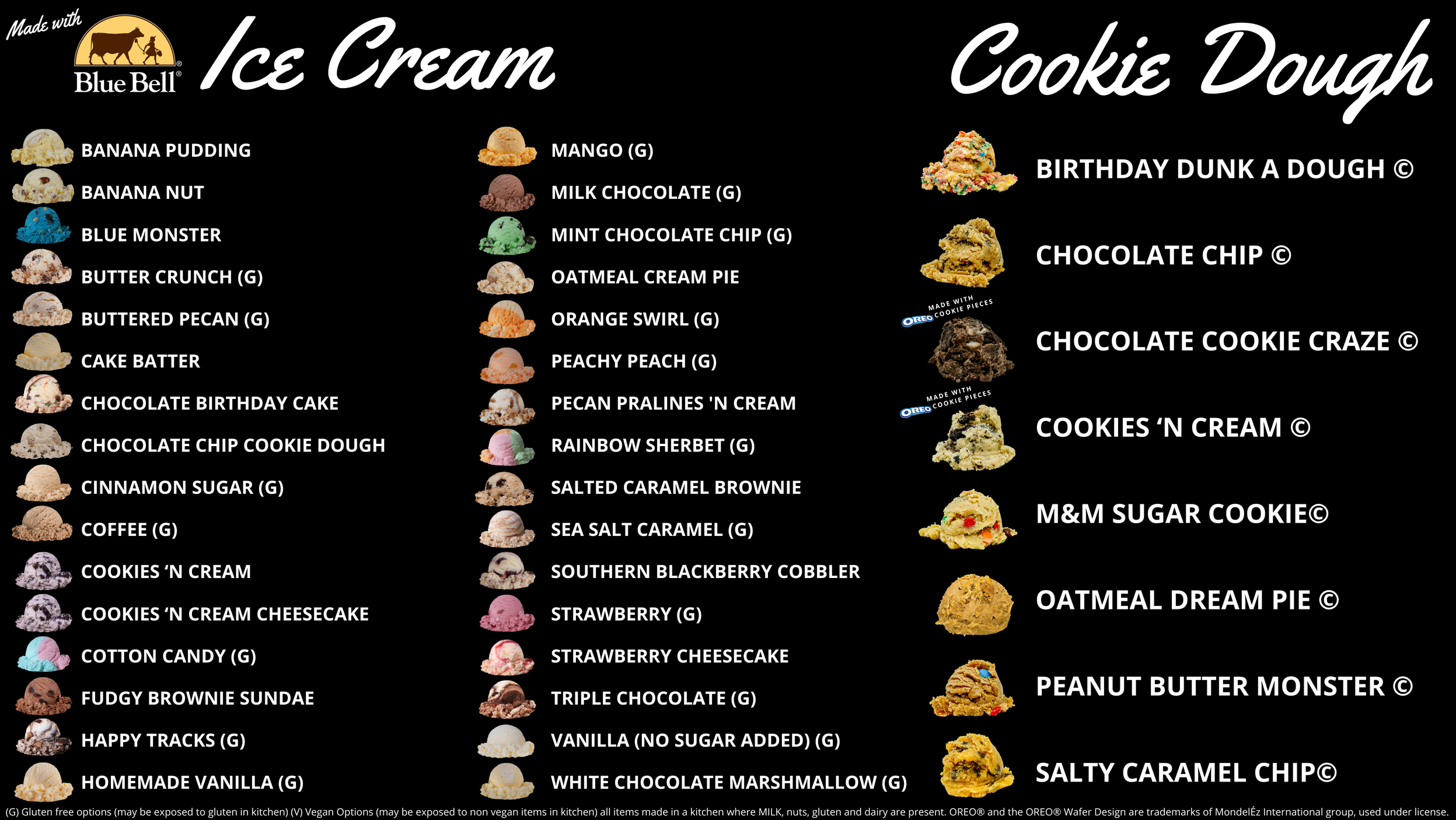 Ice Cream and Cookie Dough Flavors